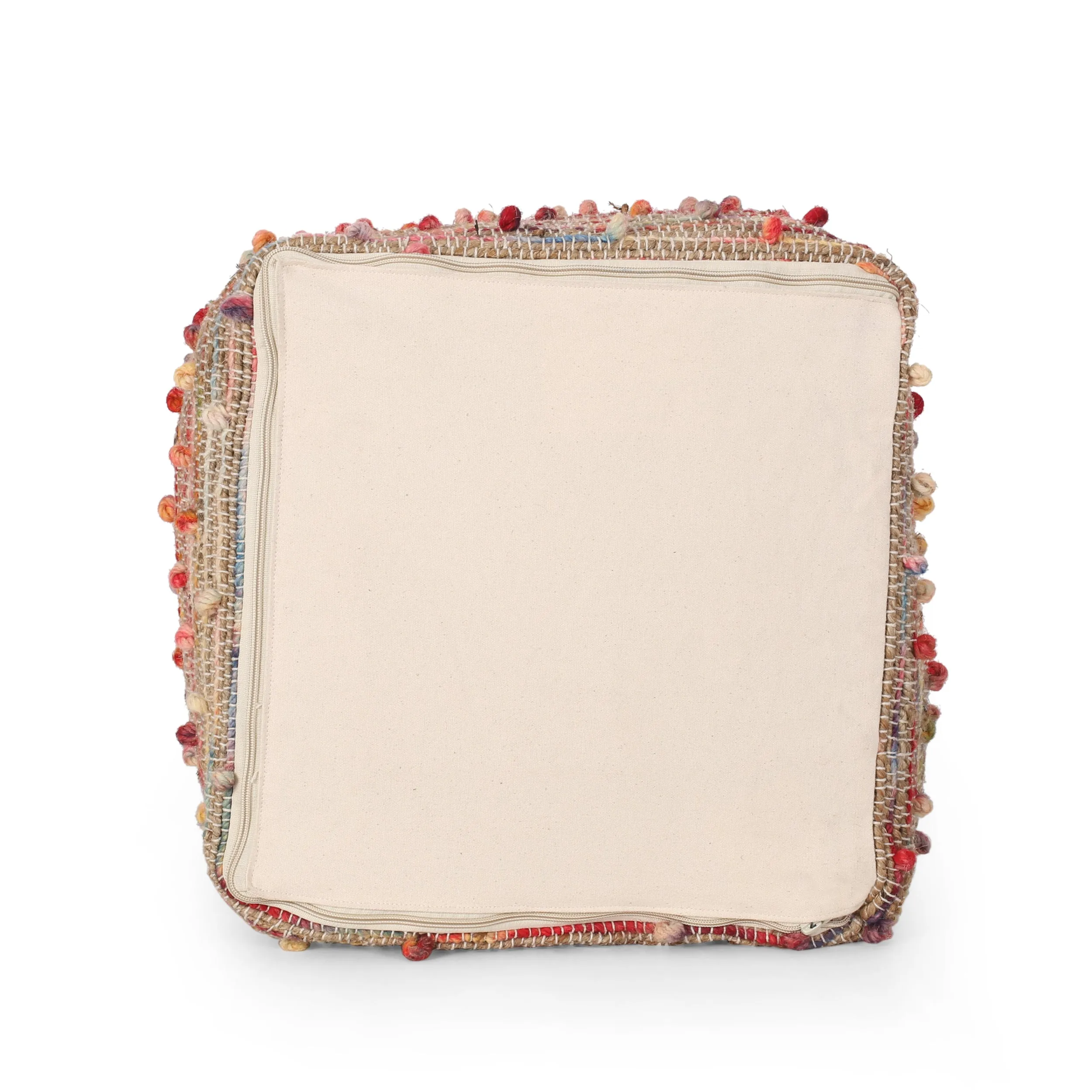 Hellen Boho Jute and Cotton Pouf