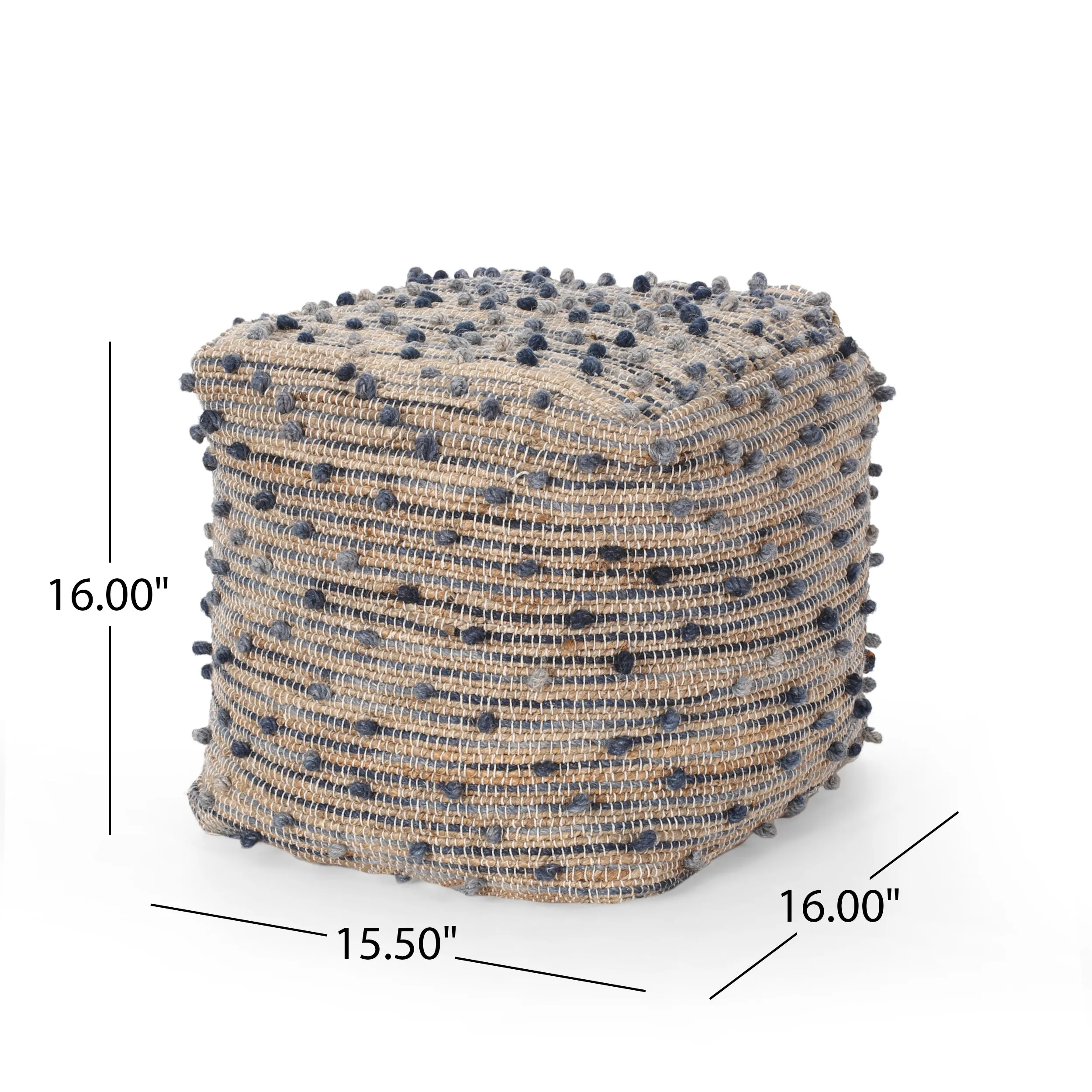 Hellen Boho Jute and Cotton Pouf