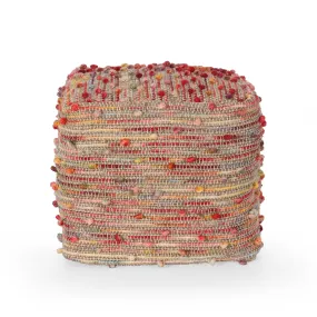 Hellen Boho Jute and Cotton Pouf