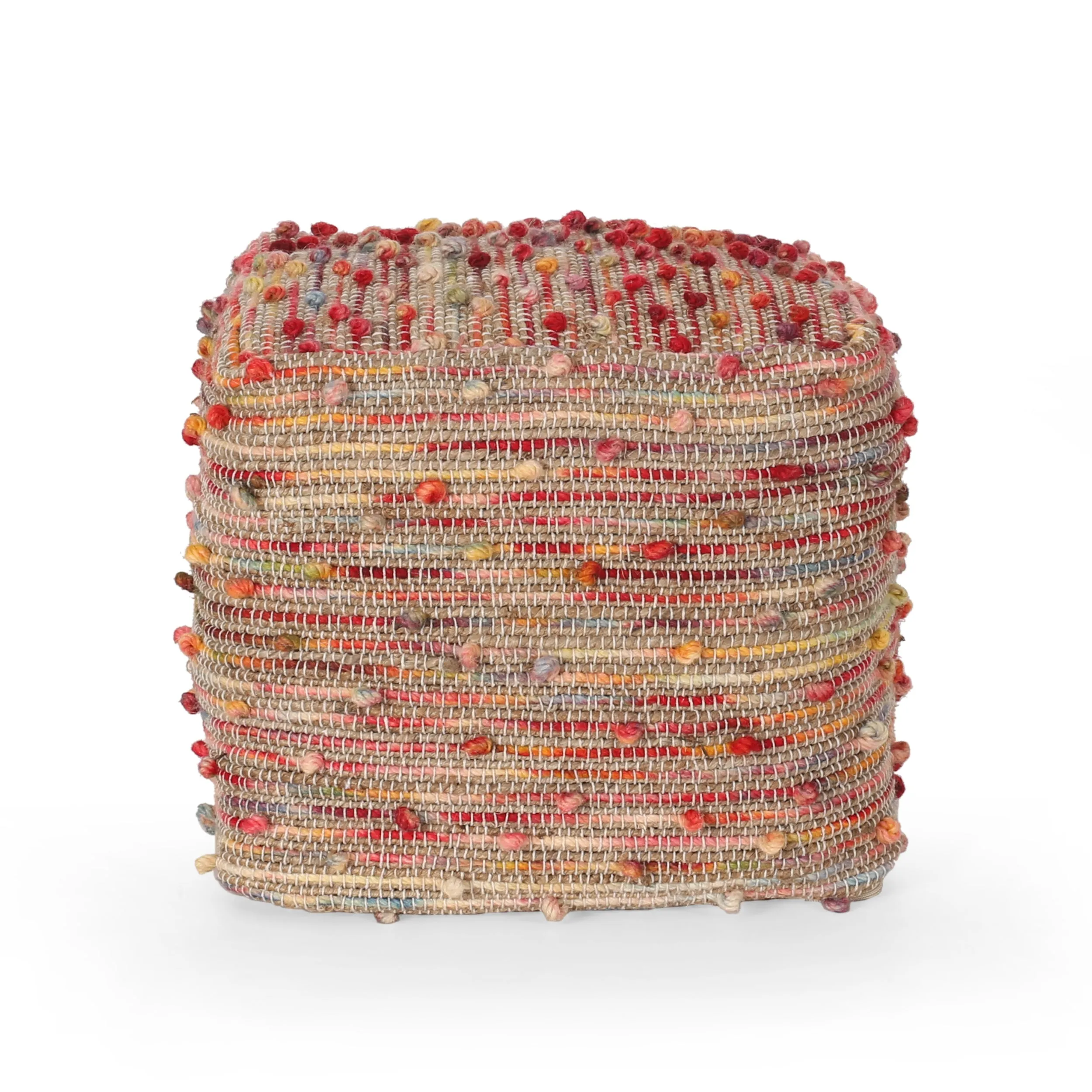 Hellen Boho Jute and Cotton Pouf