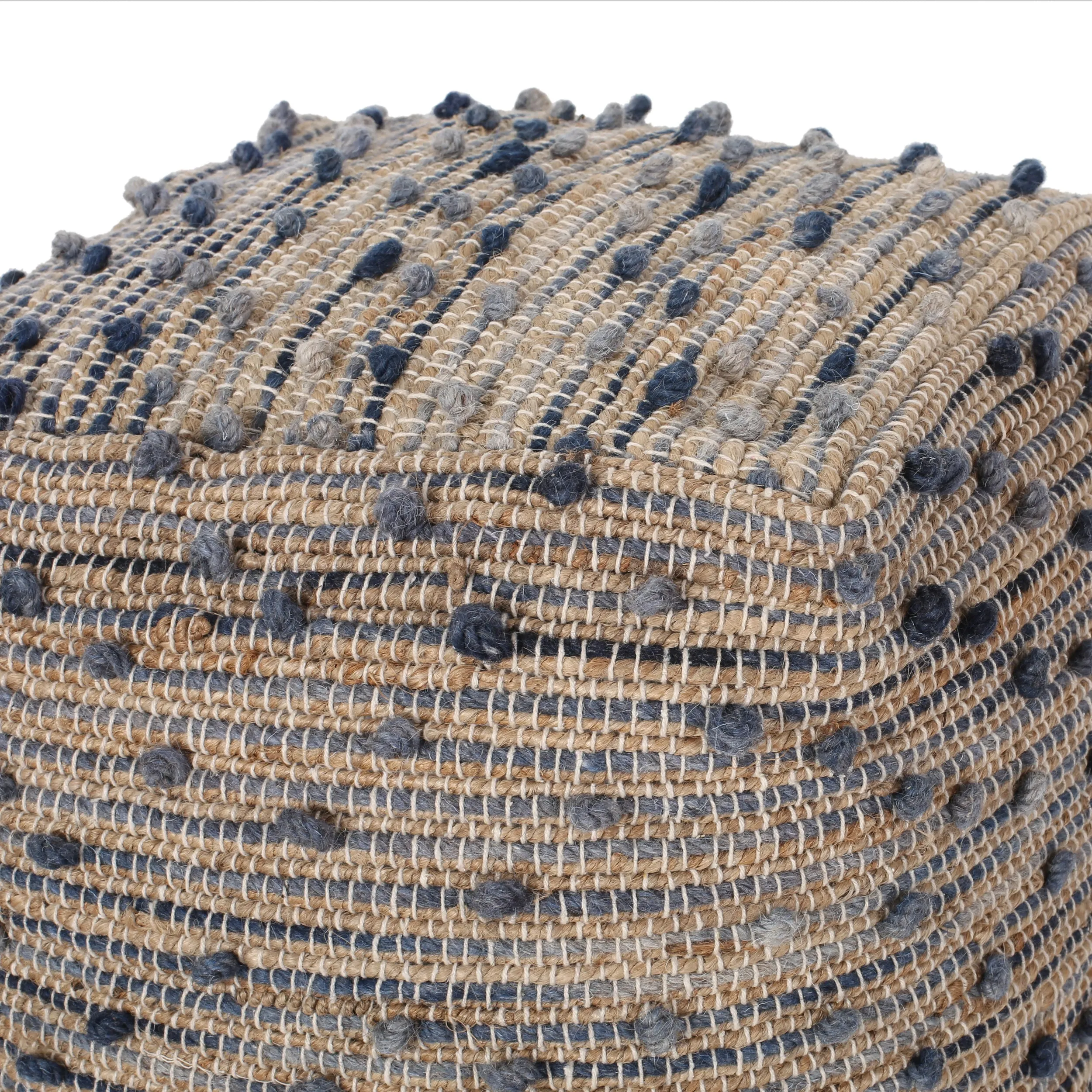 Hellen Boho Jute and Cotton Pouf