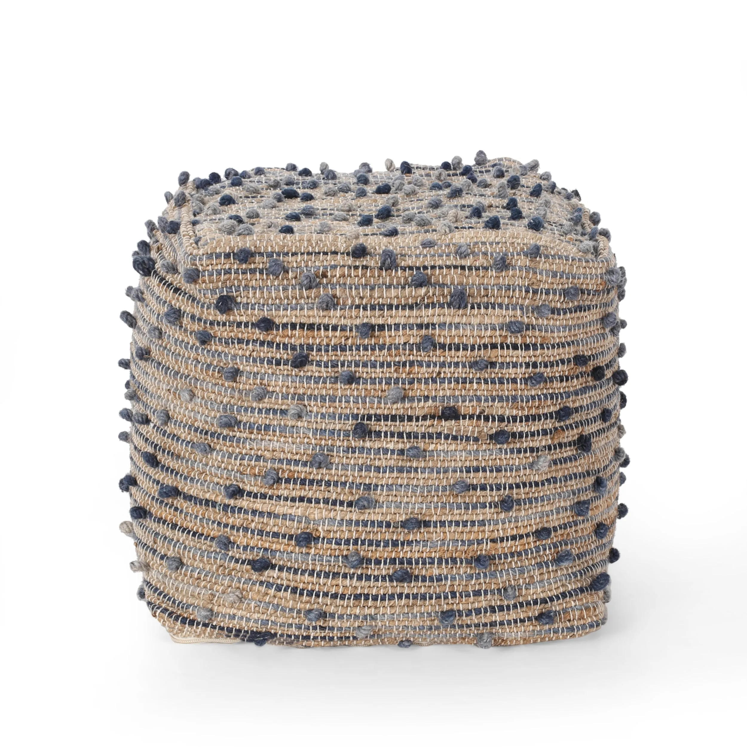 Hellen Boho Jute and Cotton Pouf