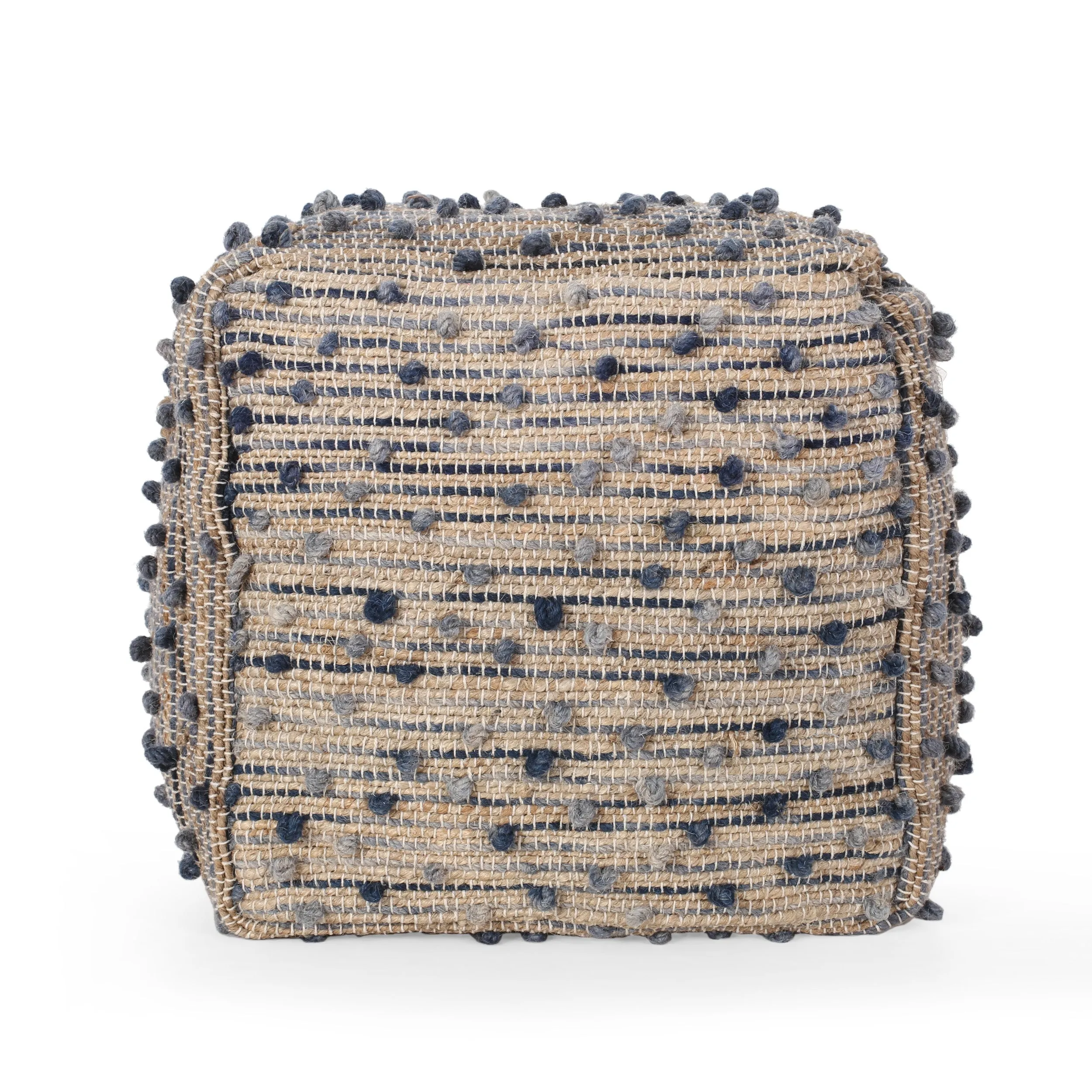 Hellen Boho Jute and Cotton Pouf