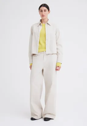 Hess Cropped Denim Shirt - Flaxen Beige