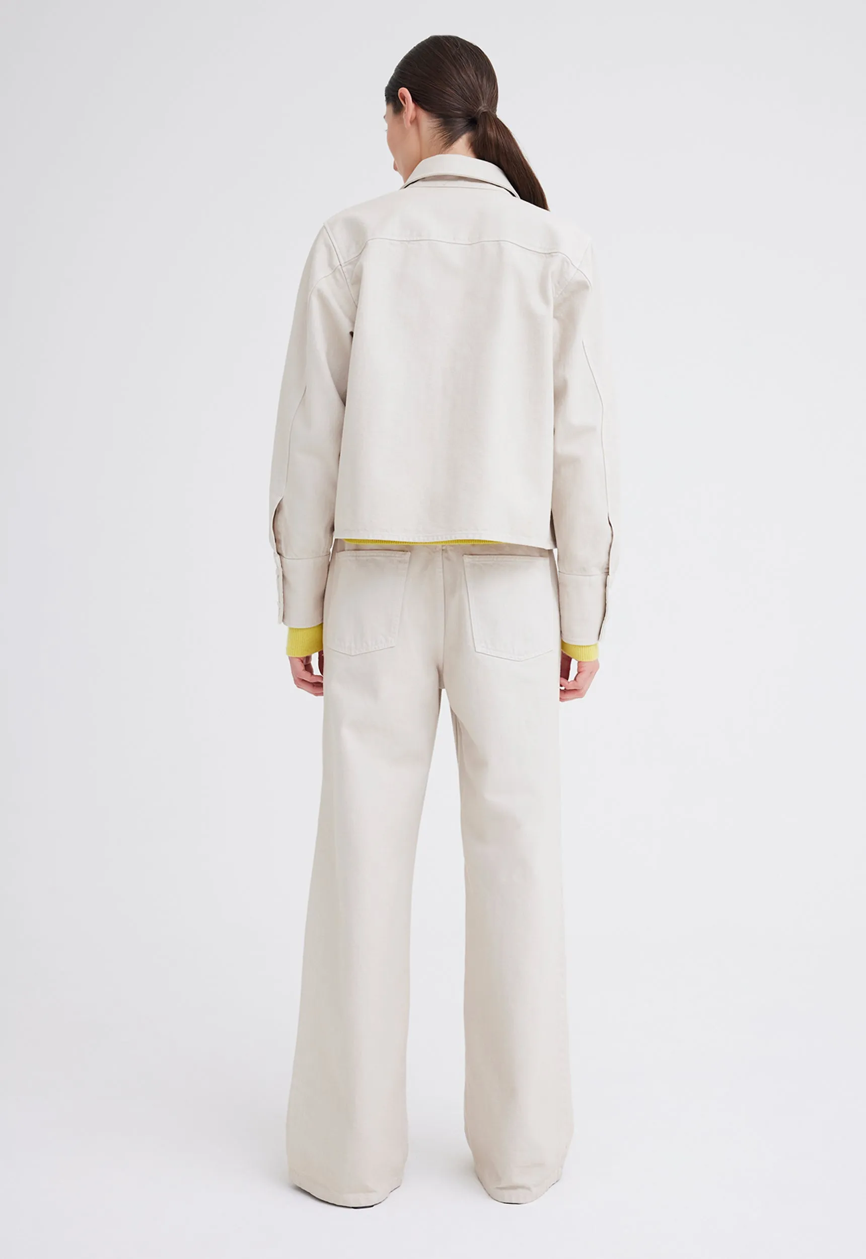 Hess Cropped Denim Shirt - Flaxen Beige