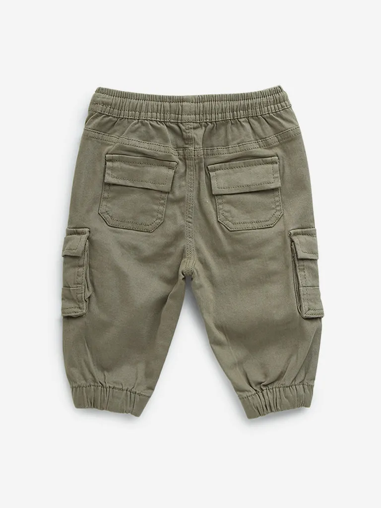 HOP Baby Sage Mid-Rise Cotton Cargo Joggers