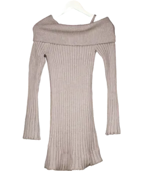 HOUSE OF SUNNY Grey Chunky Rib Jumper Dress UK 8