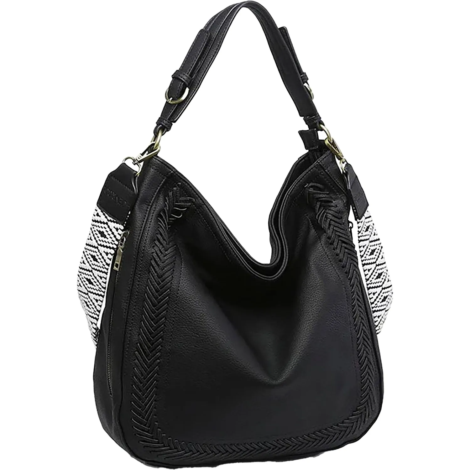 Jen & Co. Aris Whipstitch Hobo Black Synthetic