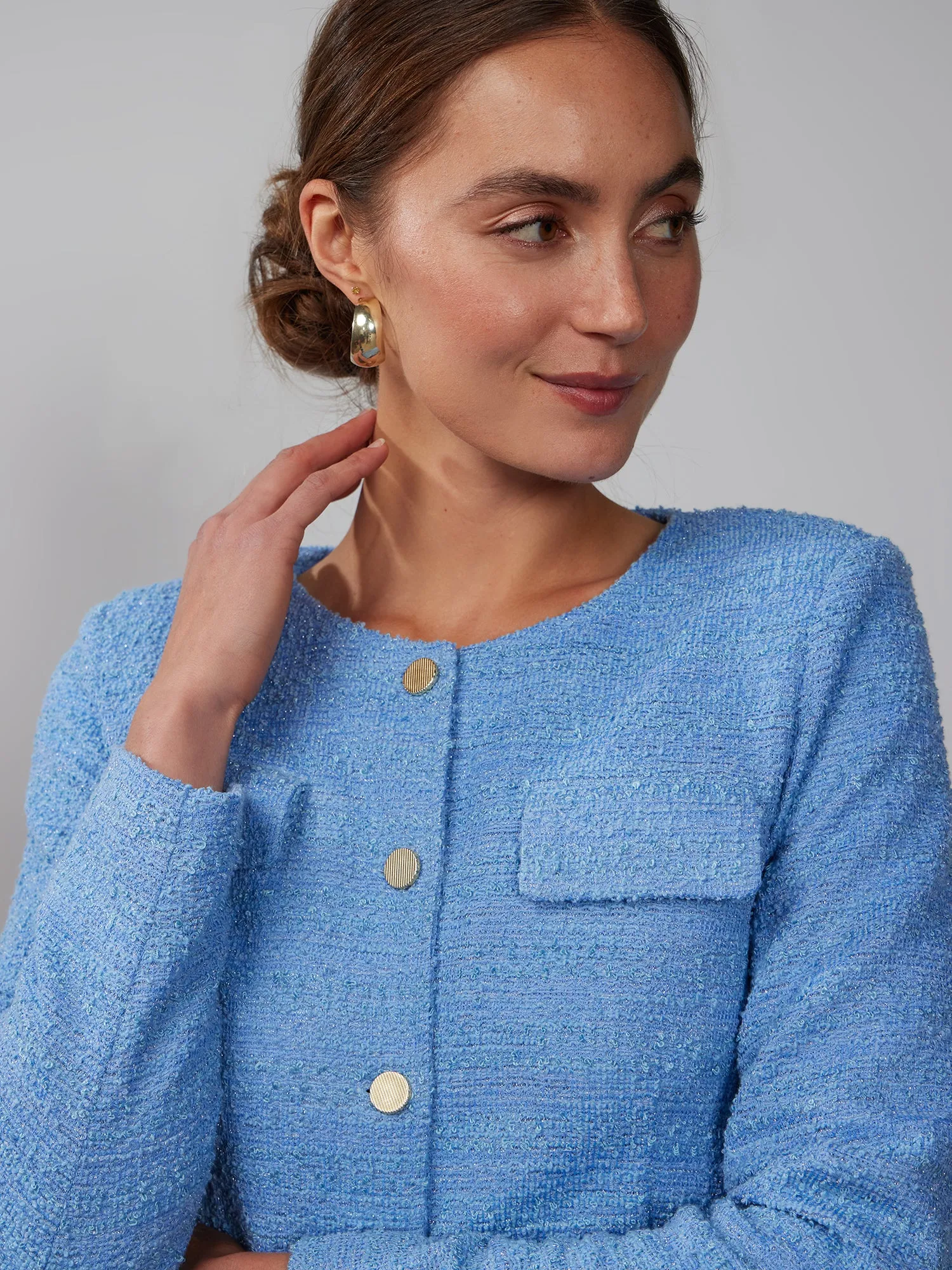 Knit Tweed Cropped Jacket