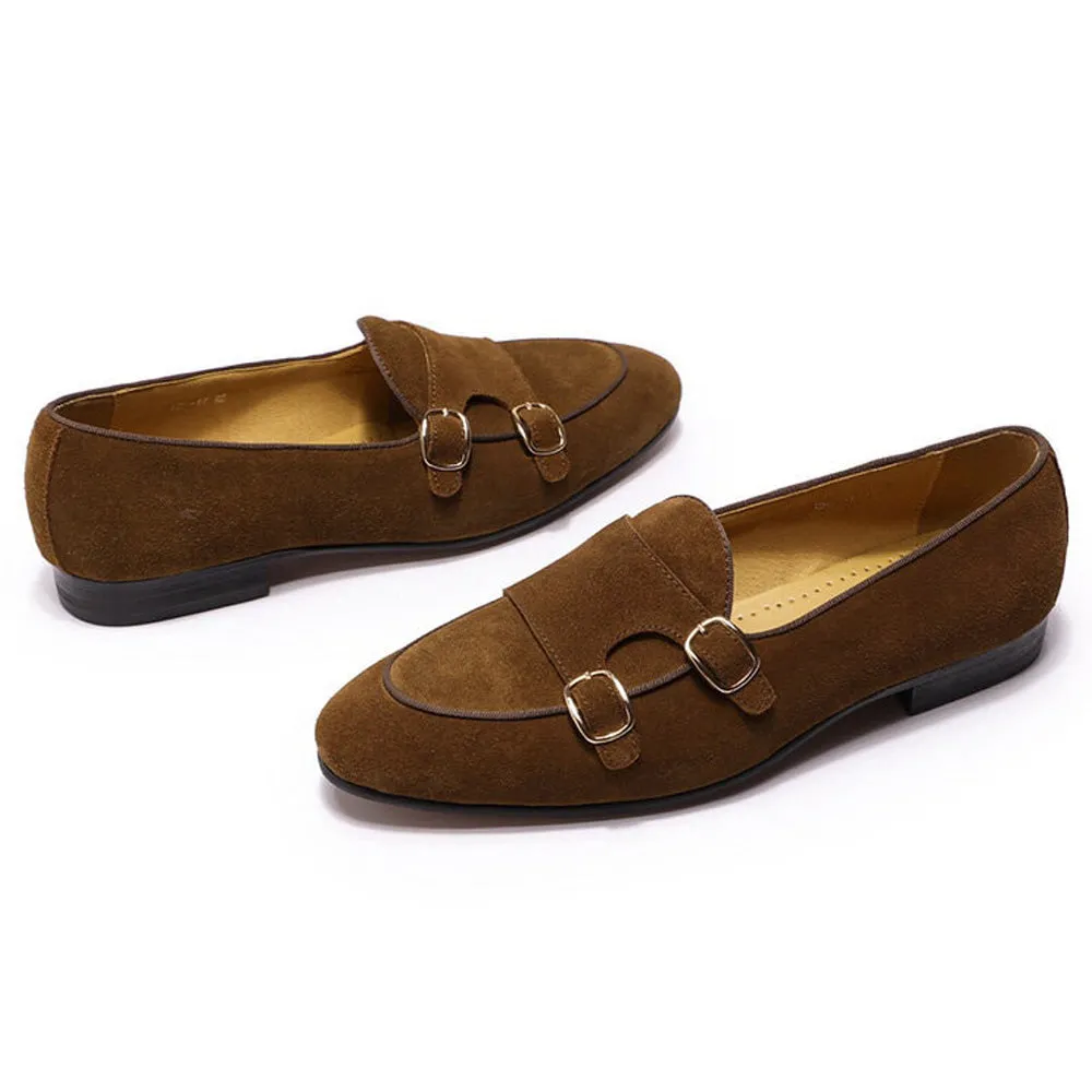 Kyobe Tan Suede Monk Strap Loafer