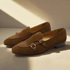 Kyobe Tan Suede Monk Strap Loafer