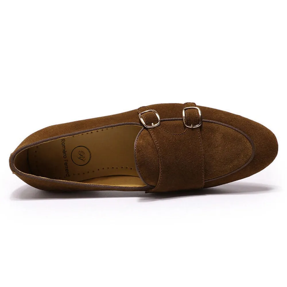 Kyobe Tan Suede Monk Strap Loafer