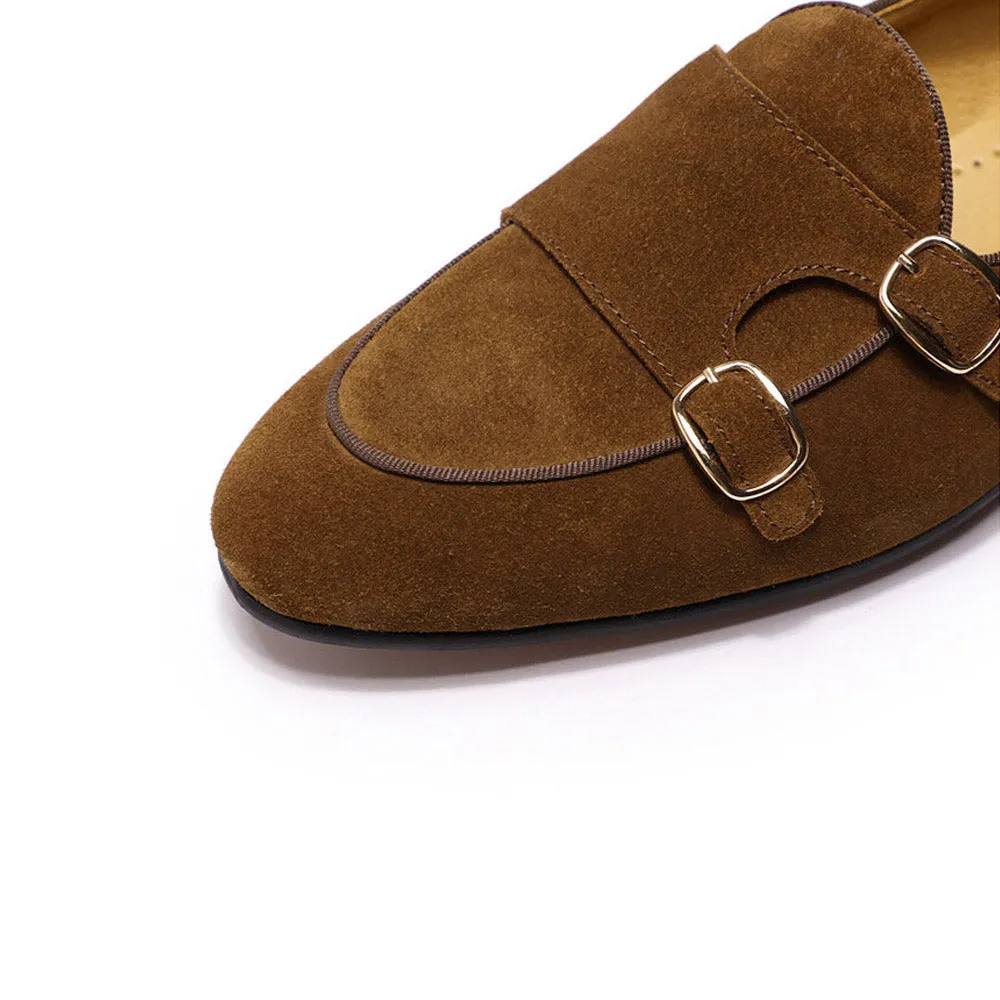 Kyobe Tan Suede Monk Strap Loafer