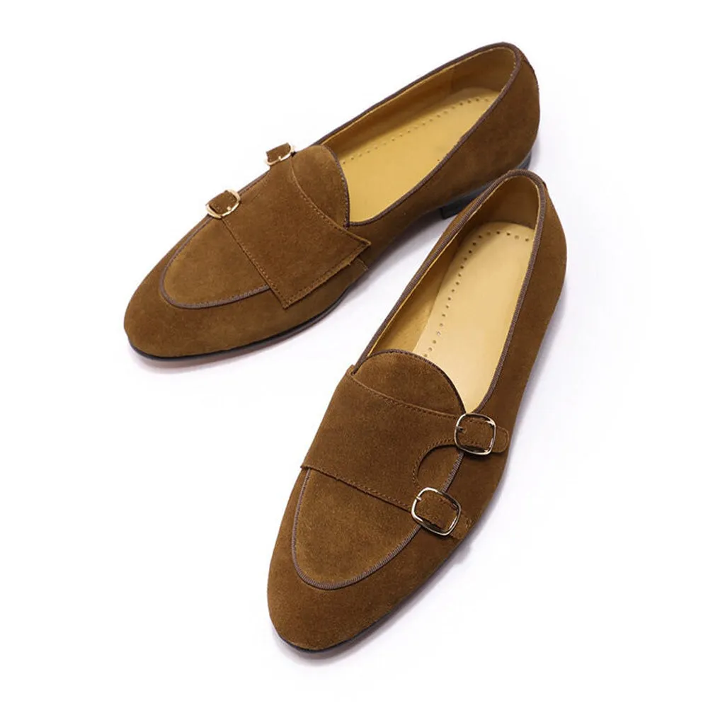 Kyobe Tan Suede Monk Strap Loafer
