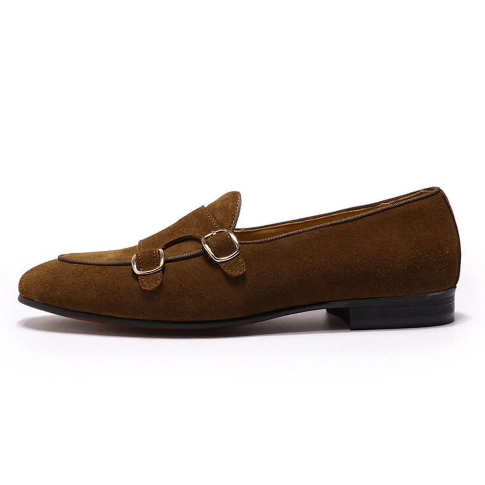 Kyobe Tan Suede Monk Strap Loafer