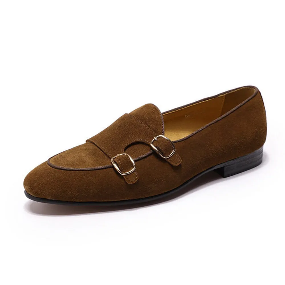 Kyobe Tan Suede Monk Strap Loafer
