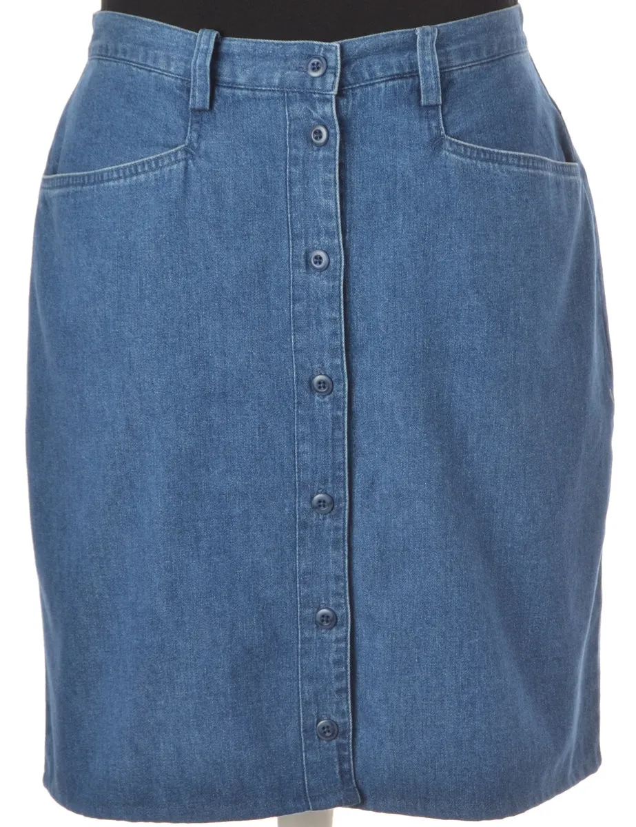 Label Pencil Shape Denim Skirt