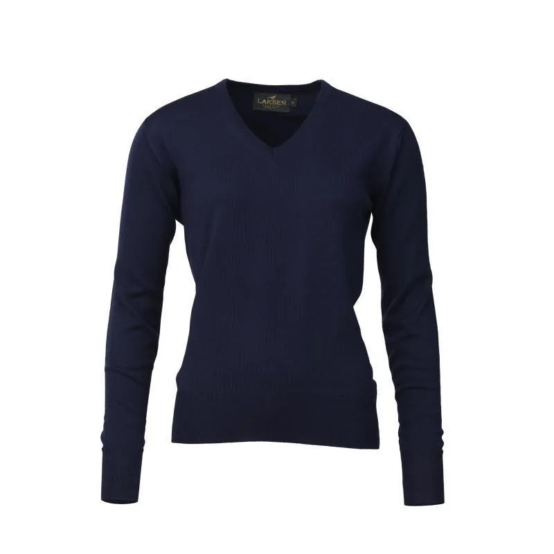 Laksen Essex V-Neck Merino Ladies Jumper - Navy