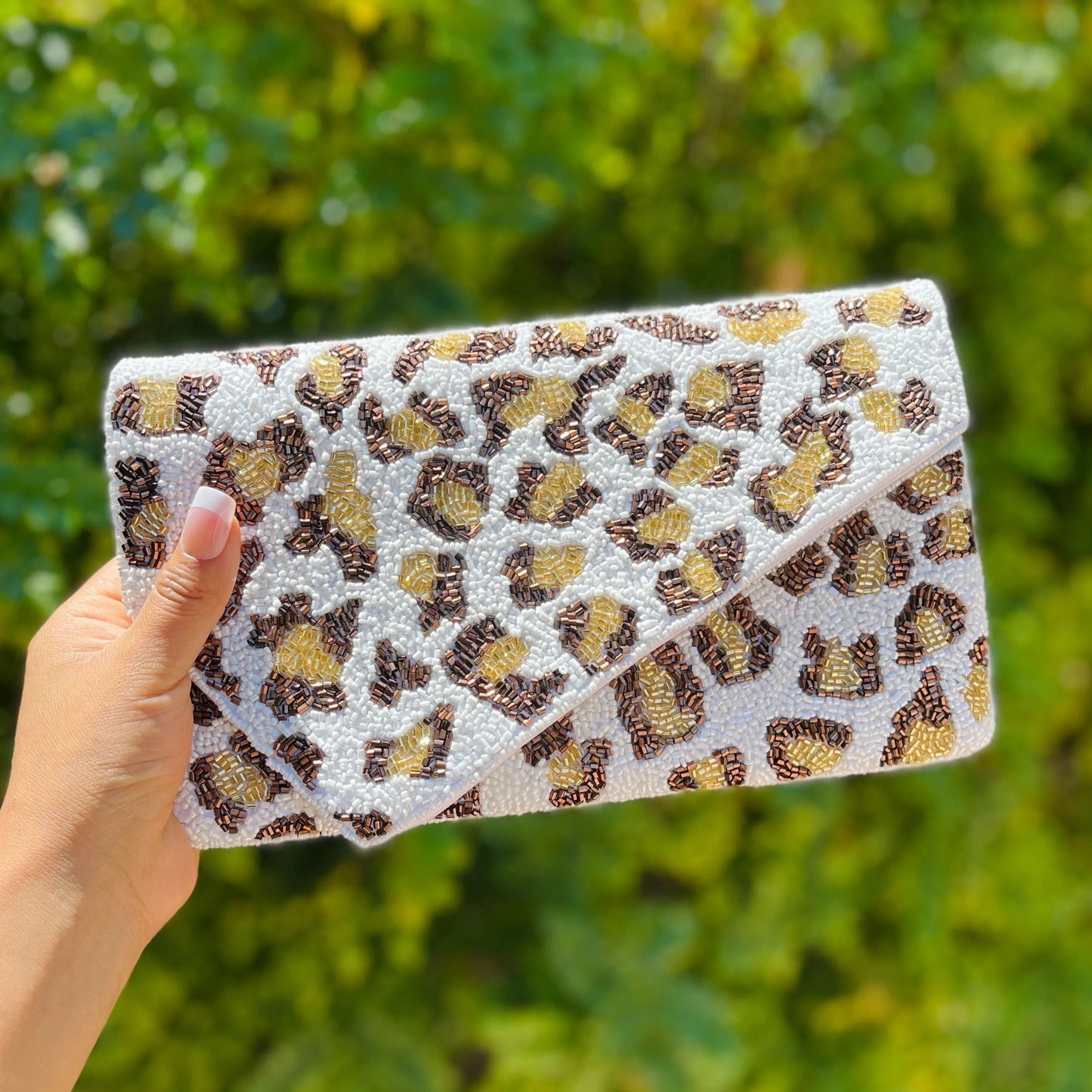 Leopard Beaded Clutch Purse