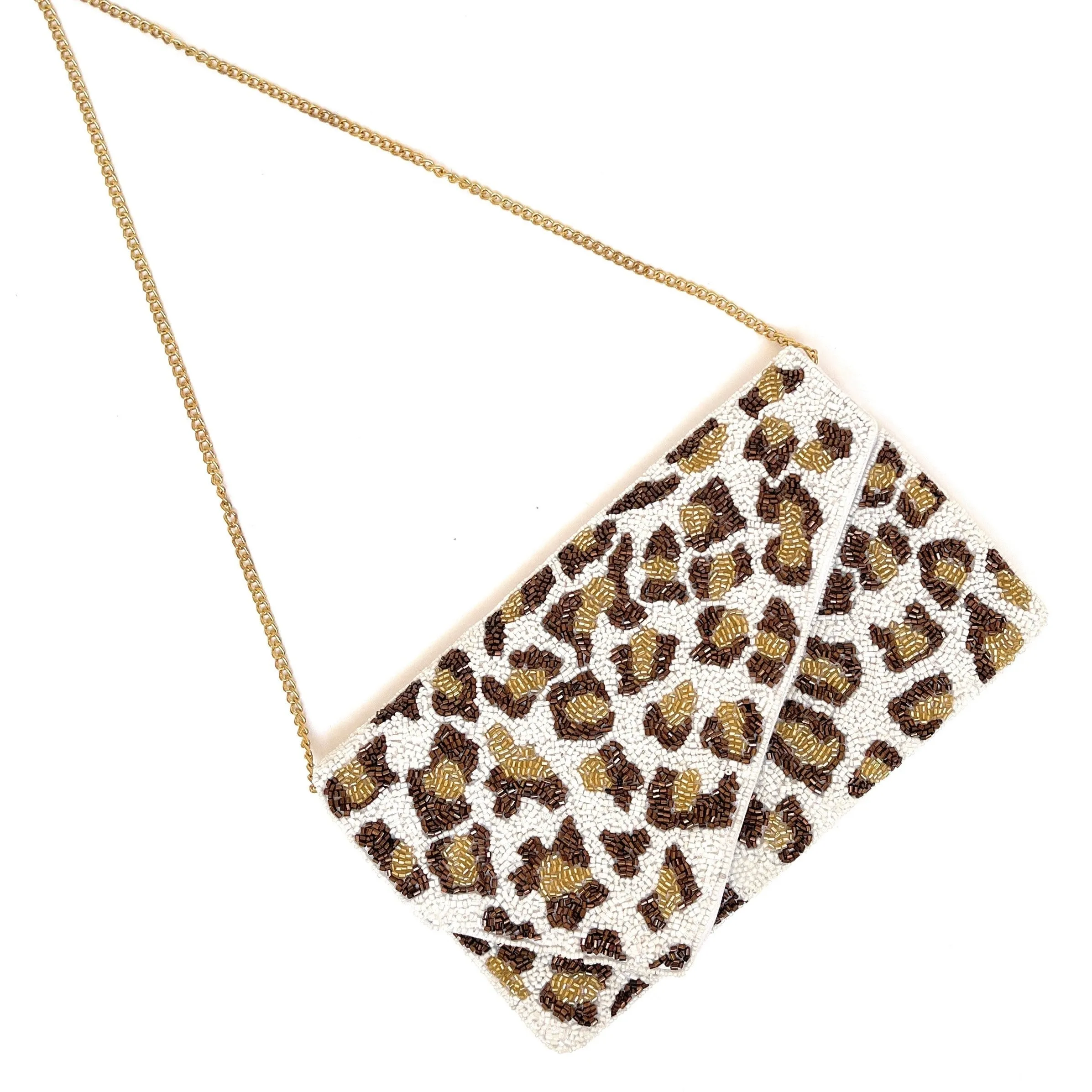 Leopard Beaded Clutch Purse