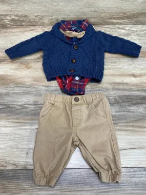 Little Lad 4pc Cable Knit Cardigan Set Blue sz 0-3m
