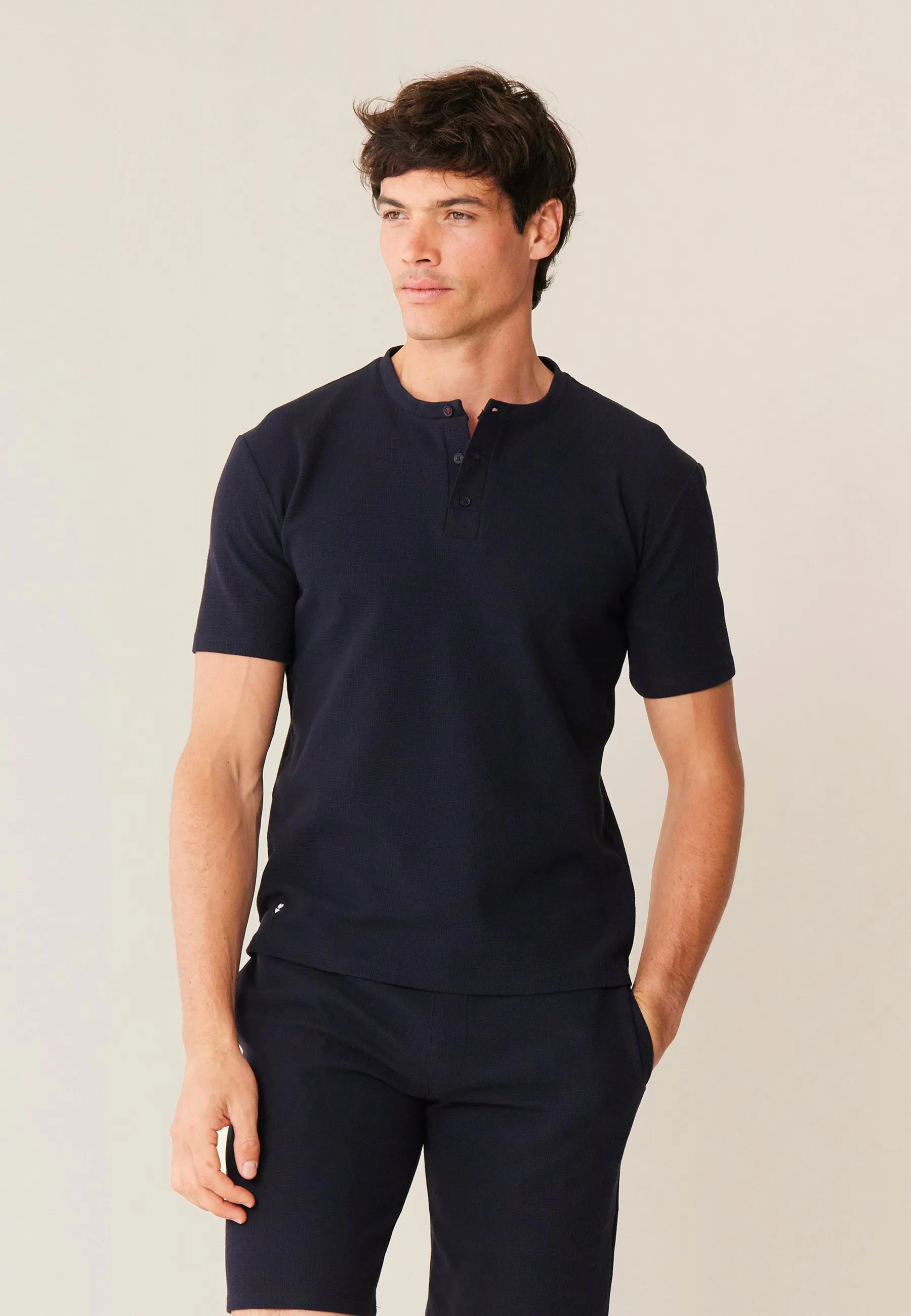 Marc-André Marine - T-Shirt De Pyjama En Coton Gaufré