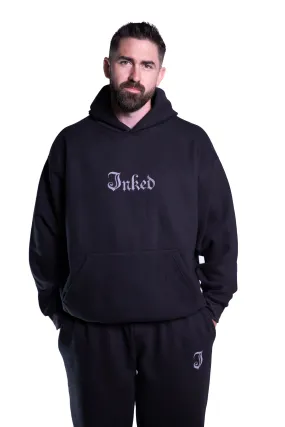 Men's Inked Logo Embroidered Joggers- Black