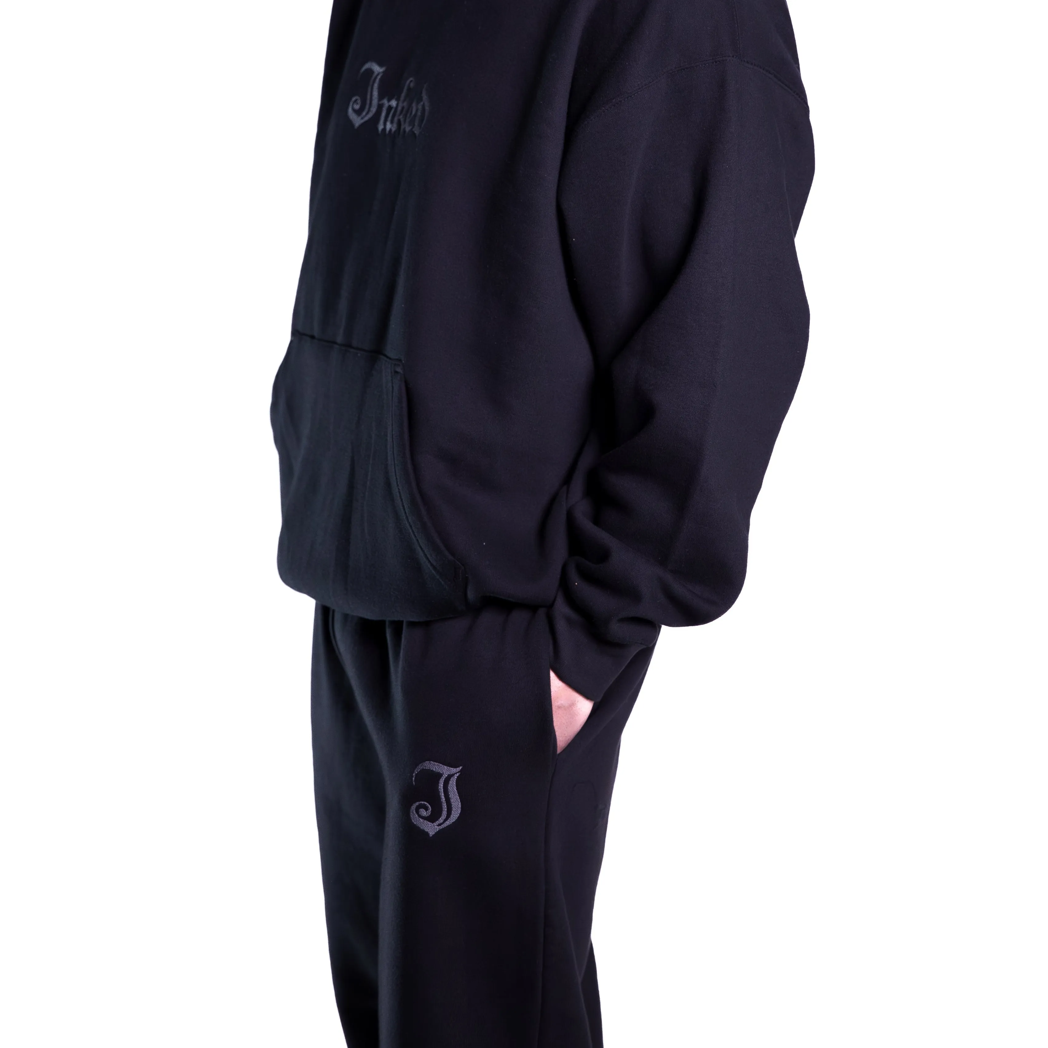 Men's Inked Logo Embroidered Joggers- Black