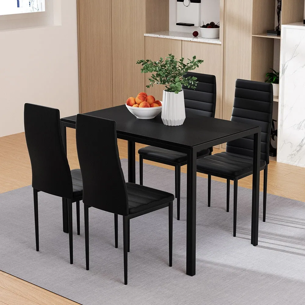 Modern 5-Piece Dining Set with PVC Seats, MDF Table - Artiss