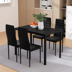 Modern 5-Piece Dining Set with PVC Seats, MDF Table - Artiss