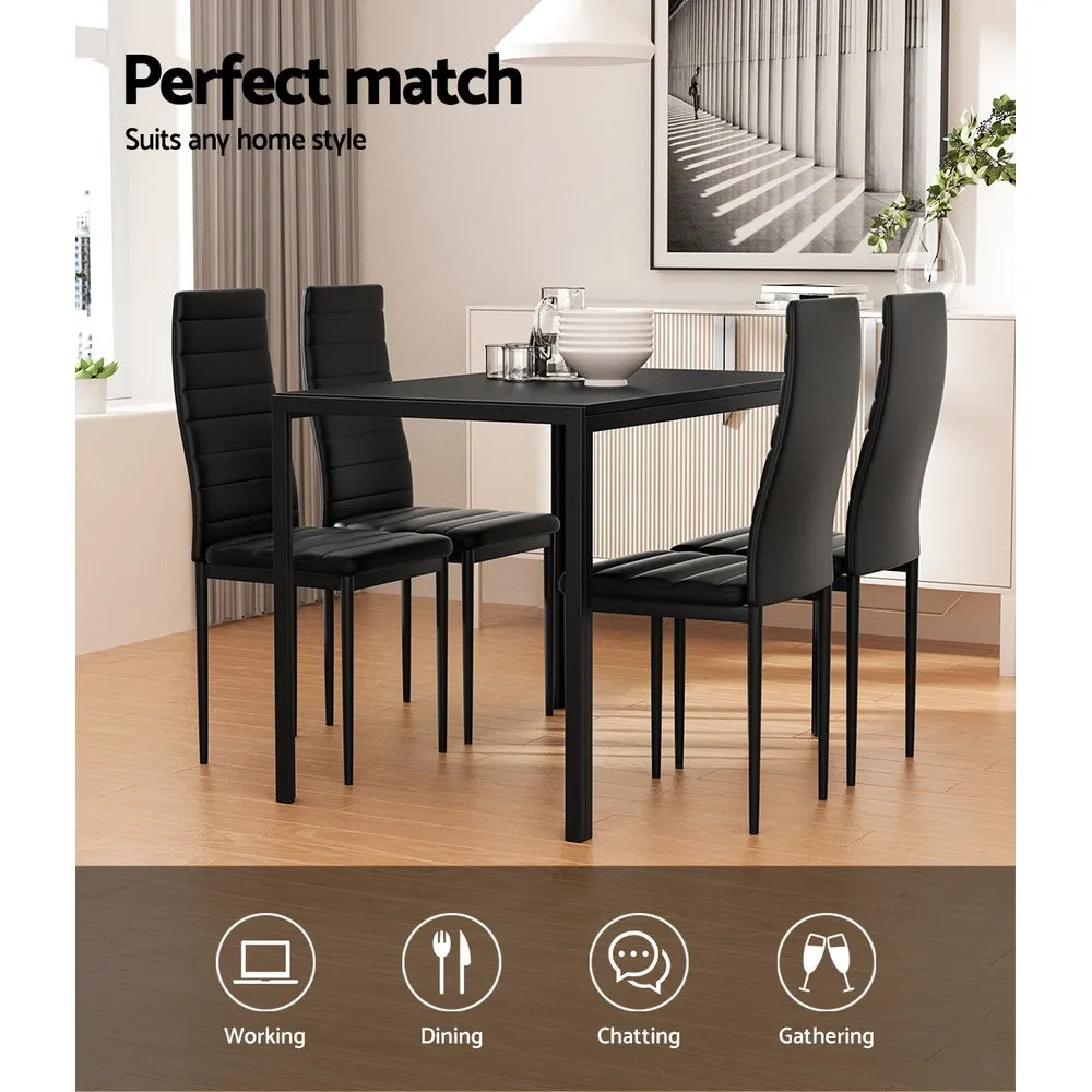Modern 5-Piece Dining Set with PVC Seats, MDF Table - Artiss
