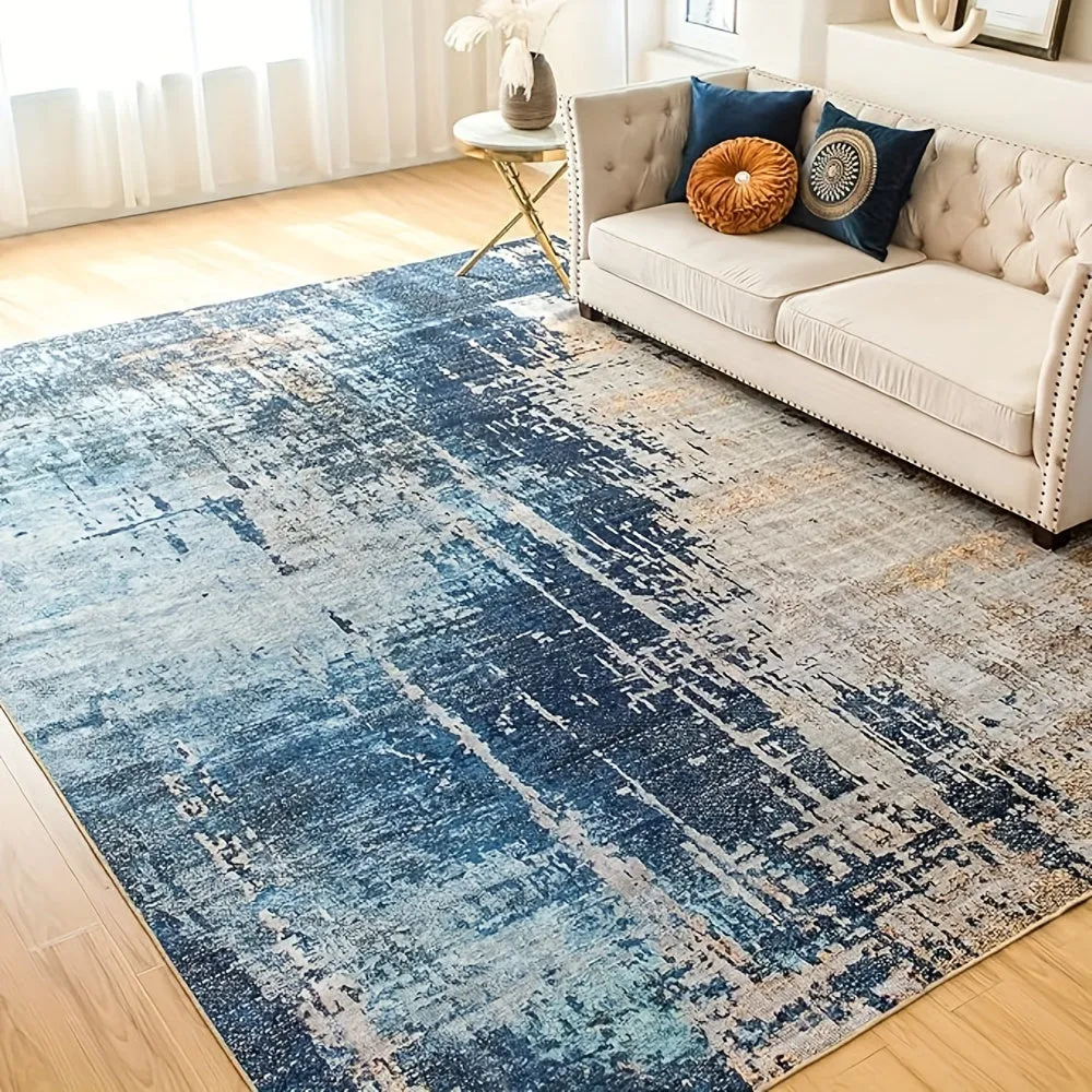 Modern Braided Abstract Washable Area Rug, Non-Slip, Machine Washable, Stain Resistant, Bohemian Rug for Living Room, Bedroom, Dining Room, Office