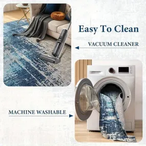 Modern Braided Abstract Washable Area Rug, Non-Slip, Machine Washable, Stain Resistant, Bohemian Rug for Living Room, Bedroom, Dining Room, Office