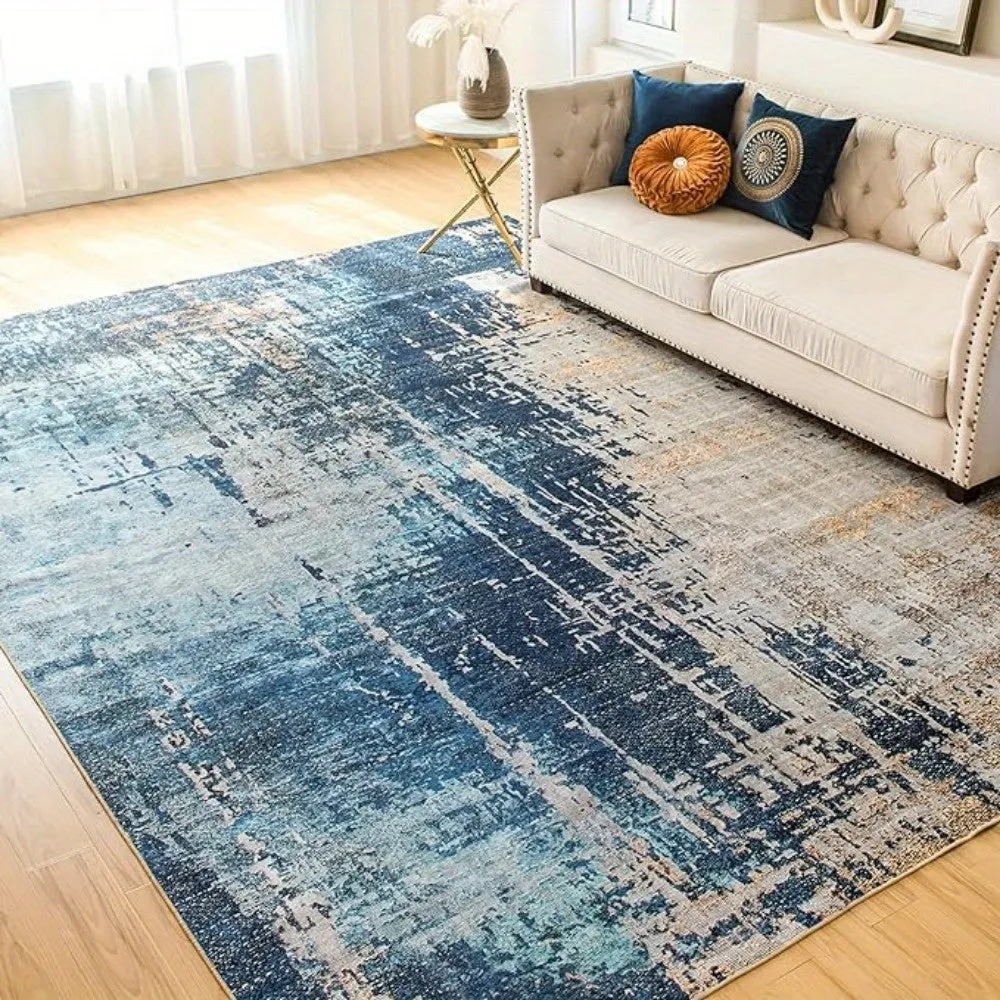 Modern Braided Abstract Washable Area Rug, Non-Slip, Machine Washable, Stain Resistant, Bohemian Rug for Living Room, Bedroom, Dining Room, Office