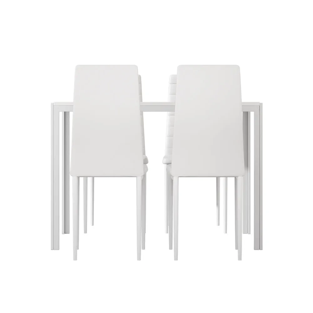 Modern White Dining Set, 4 Chairs, MDF Table - Artiss