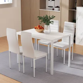 Modern White Dining Set, 4 Chairs, MDF Table - Artiss