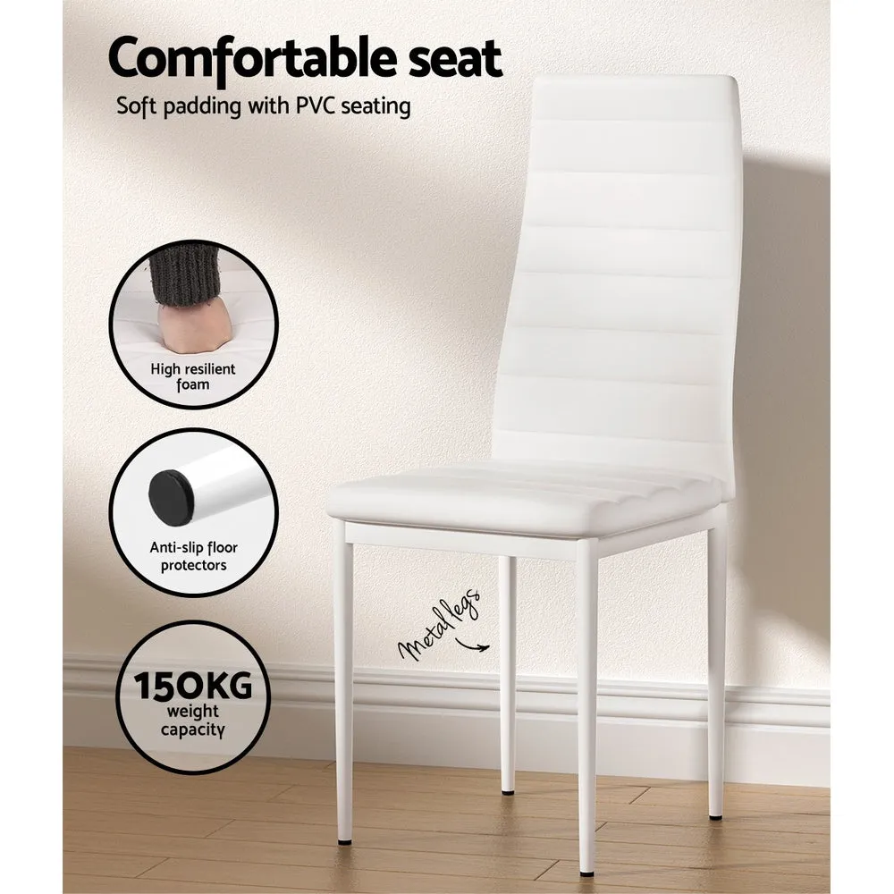 Modern White Dining Set, 4 Chairs, MDF Table - Artiss