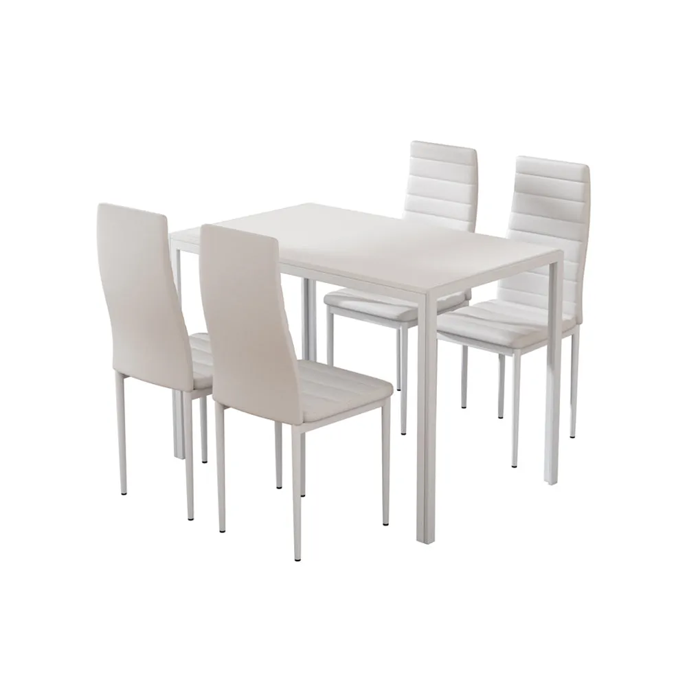 Modern White Dining Set, 4 Chairs, MDF Table - Artiss