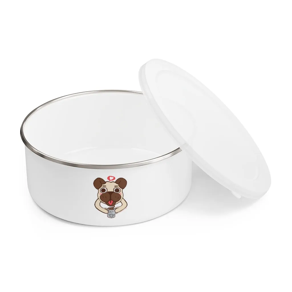 More Pug Coffee Please Enamel Bowl
