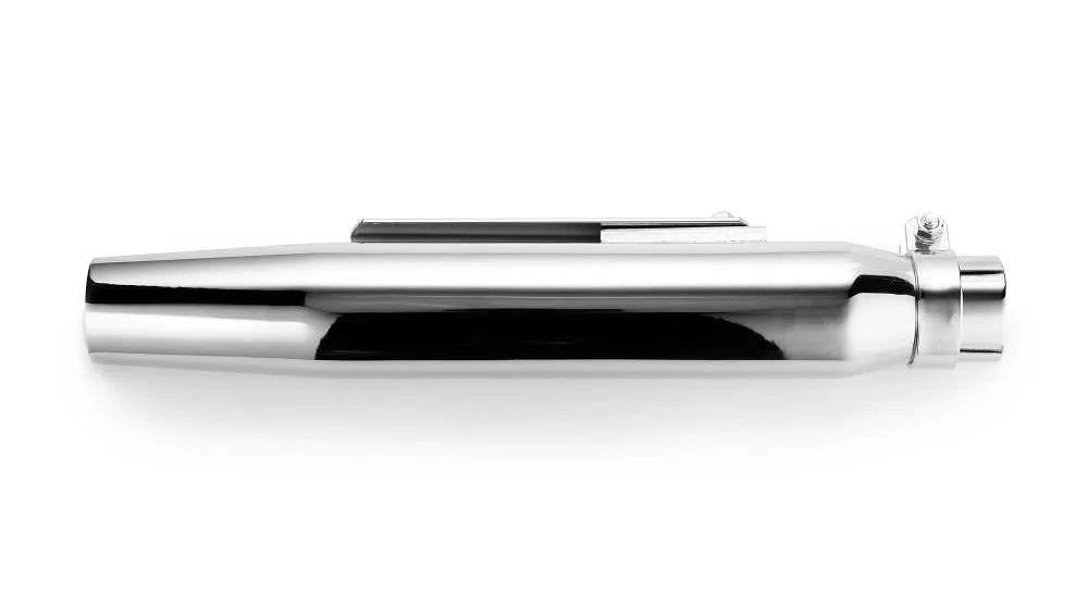 Muffler Tapered Chrome 41cm Long fits up to 45mm (1-3/4 in.) header pipes - Highway Hawk H65-933