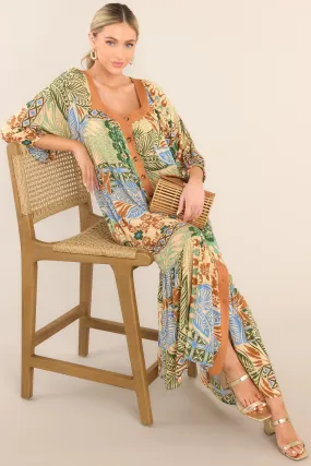 My Work Of Art Beige Button Front Maxi Dress