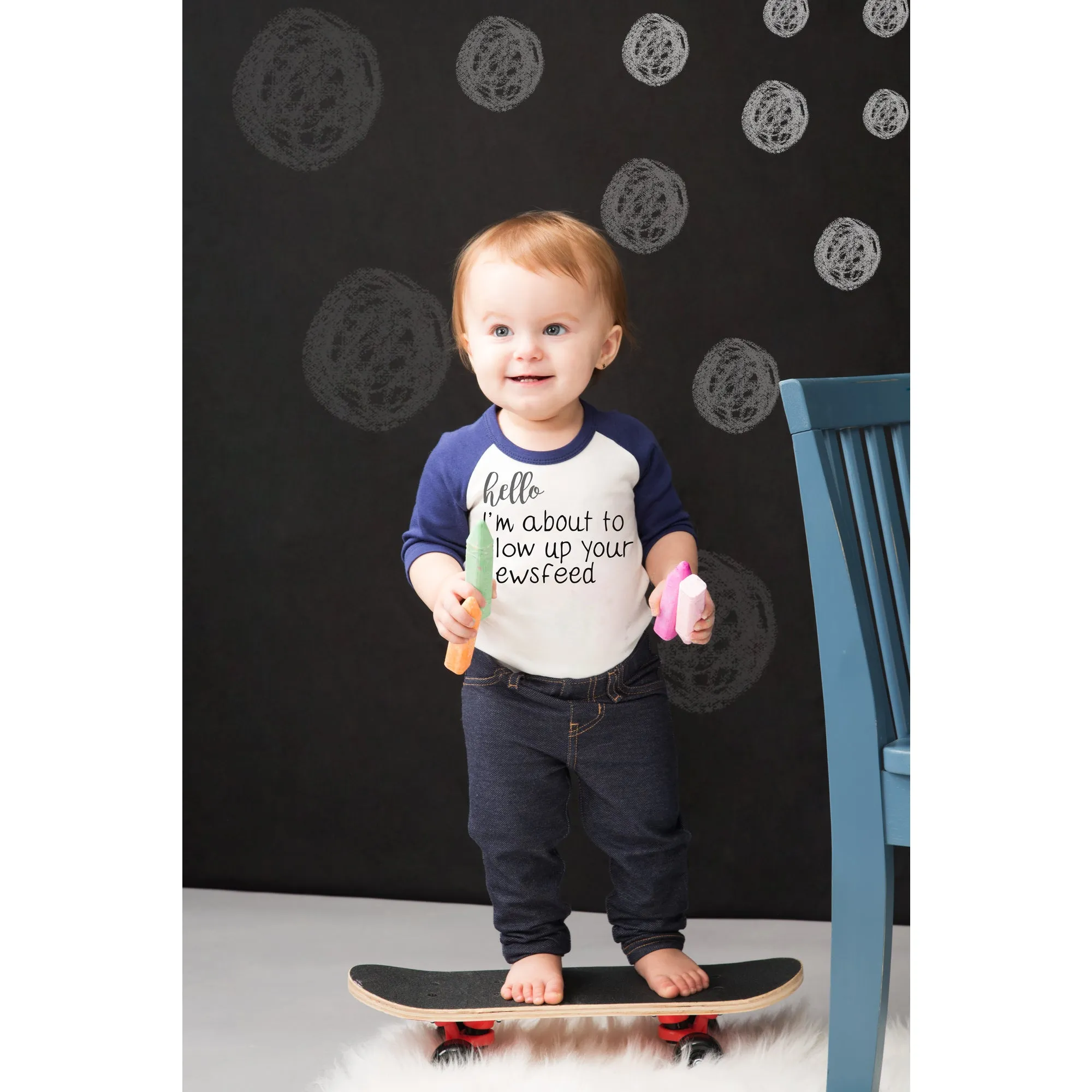Newsfeed 3/4 Length Navy Sleeve Onesie