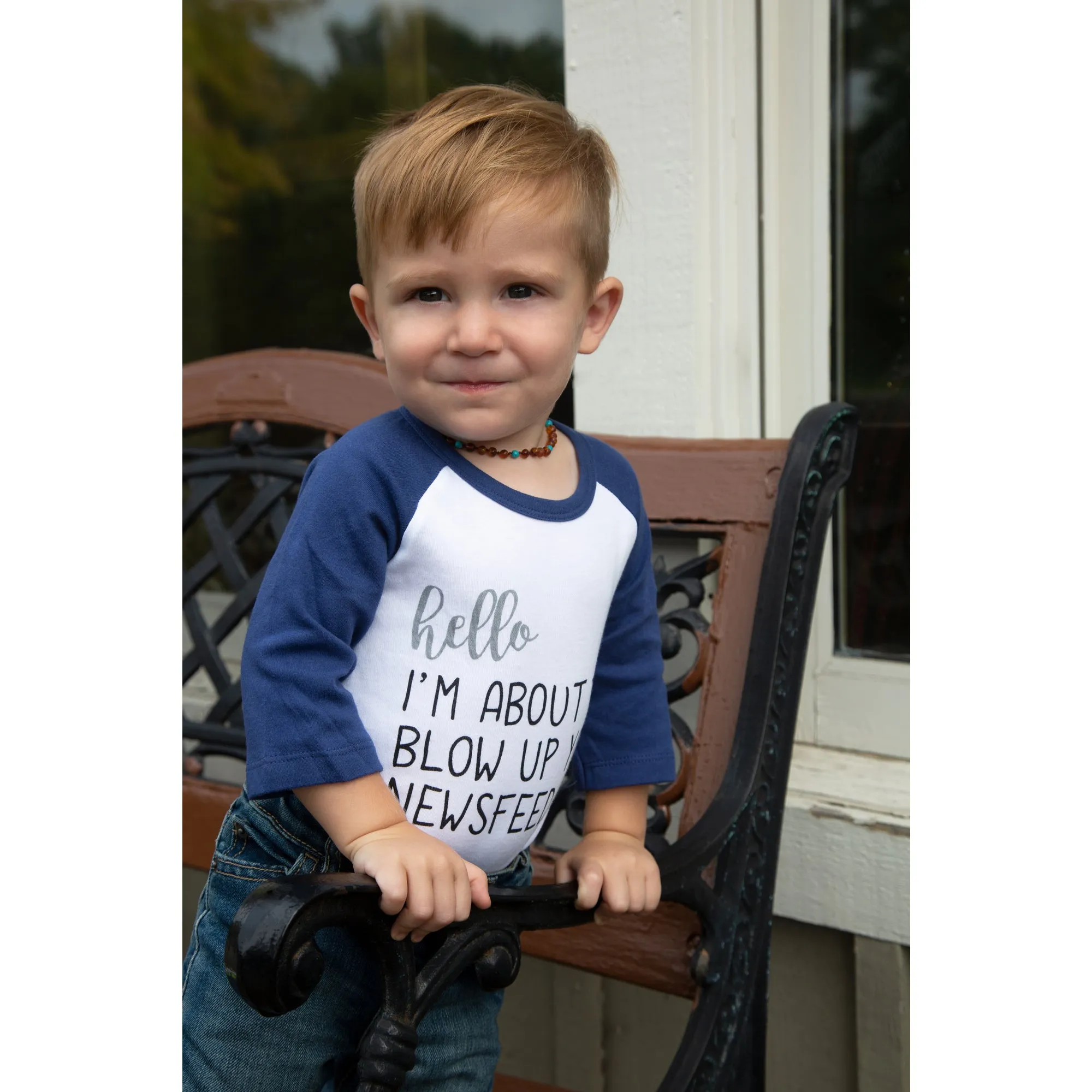 Newsfeed 3/4 Length Navy Sleeve Onesie