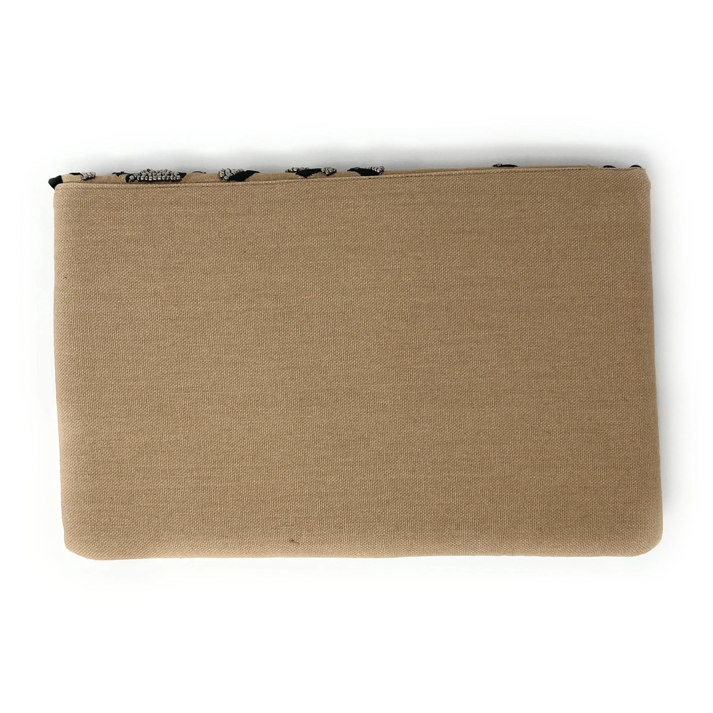 Nude Black Beaded Clutch Purse