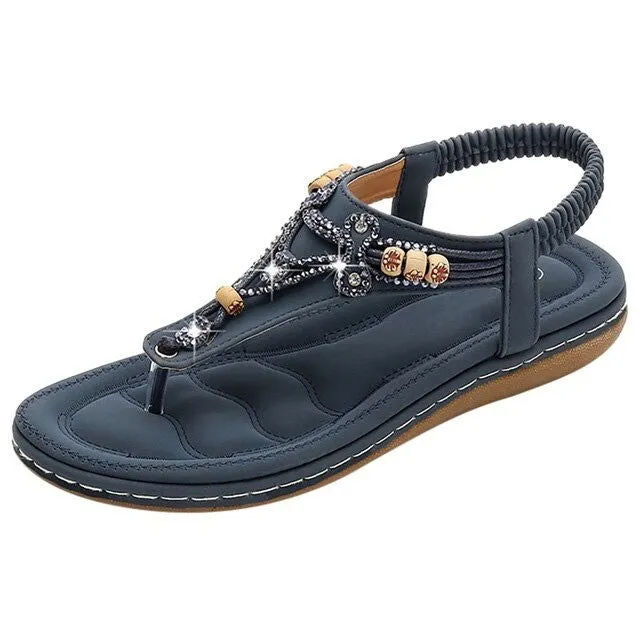 OCW Bohemian Women Fashion Crystal Rhinestone Slippers Casual Non-slip Sandals