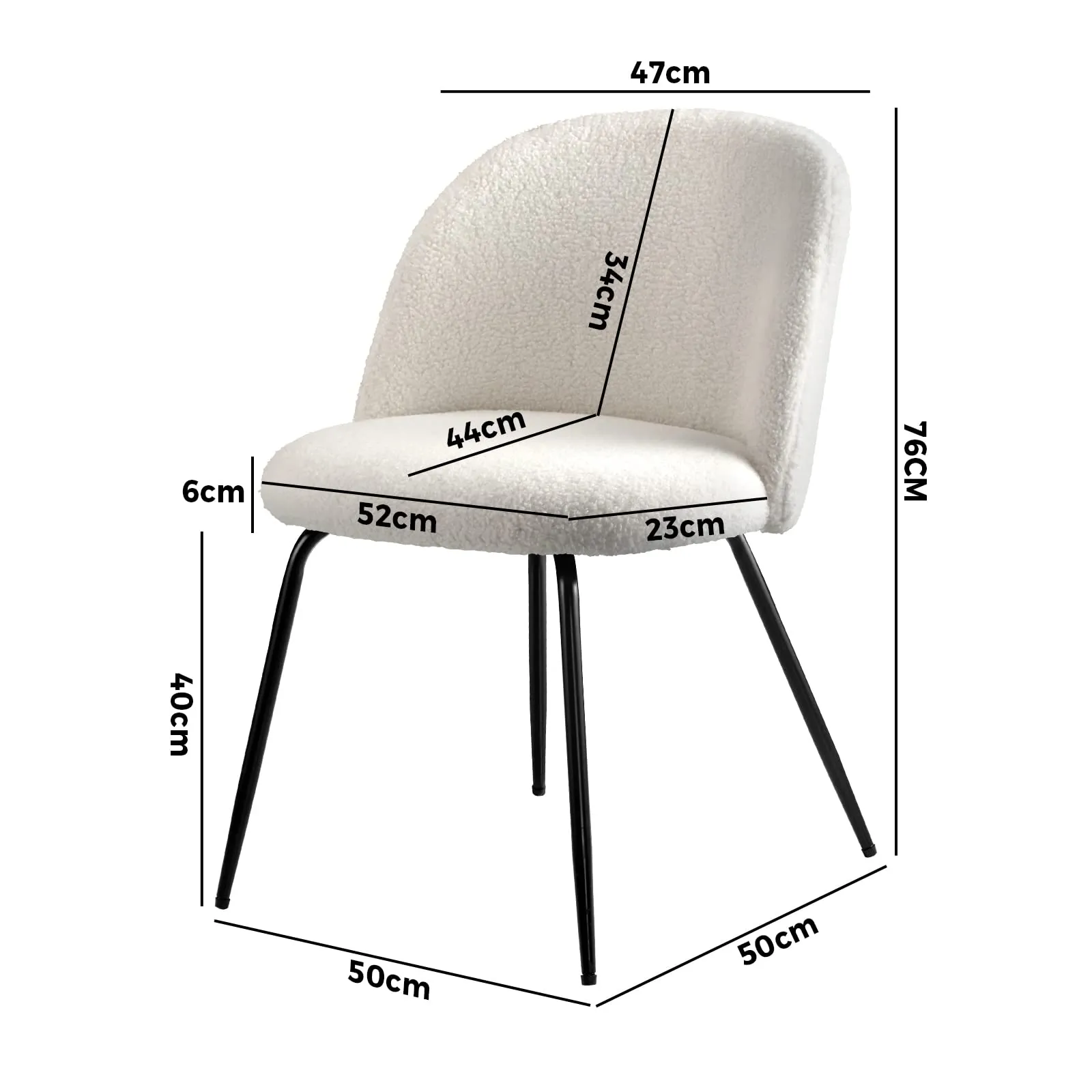 Oikiture Dining Chairs Accent Chair Armchair Kitchen Upholstered Exclusive White