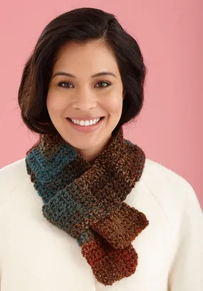 One Ball Mitered Stripe Scarf (Crochet)