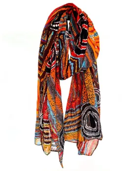 Organic Cotton Summer Scarf - Mary Napangardi Brown
