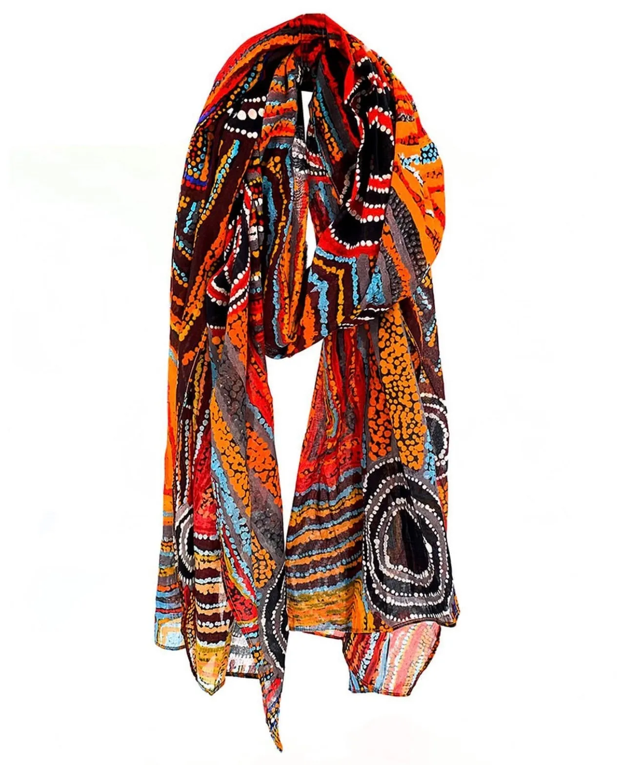 Organic Cotton Summer Scarf - Mary Napangardi Brown
