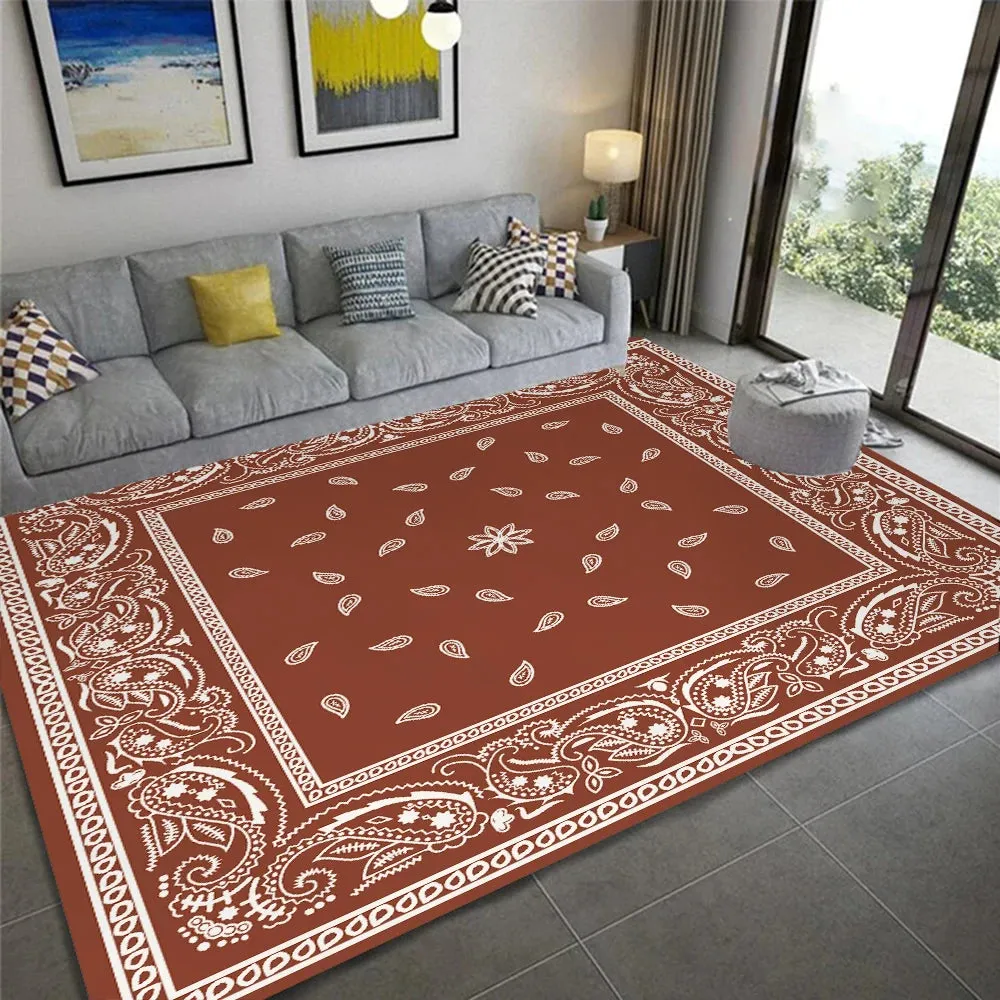 Paisley Bandana Print Area Rug Anti Slip Ethnic Carpet for Home Kitchen Living Room Bedroom Floor Mat Washable Area Flannel Rugs
